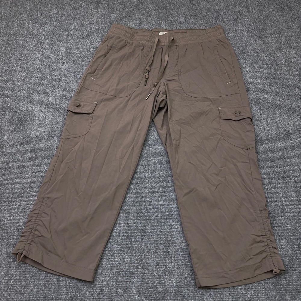 L.L.Bean Vista Camp Crop Pant Women's Medium Brown Cargo Stretch Lightweight